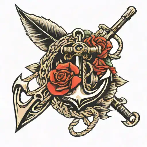 Oar And Anchor Intertwined Within