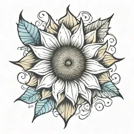 Abstract Sunflower Tattoo Design