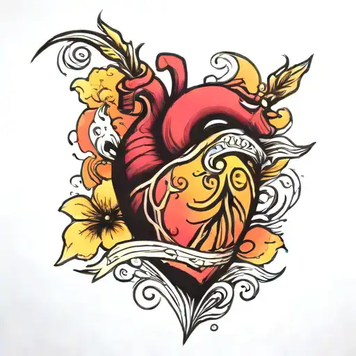 Heart Colored With The Sunset Colors