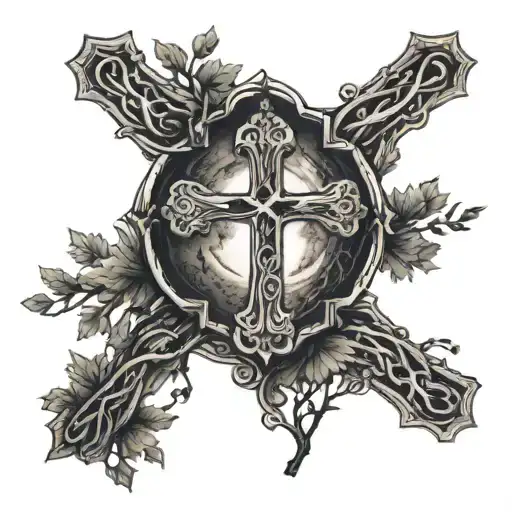 A Cross And A Bible Verse With A Tree And Moon Surrounded