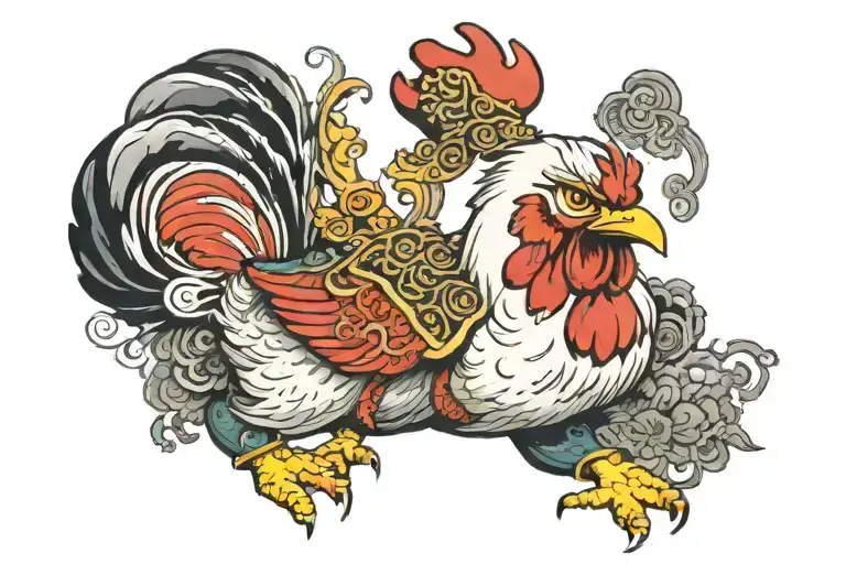 Chicken Dressed As Chinese Warrior Meditating