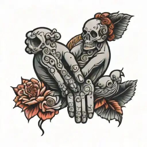 Line Family Holding Hands