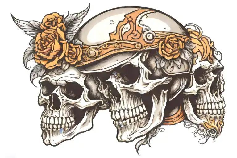 Skull In Helmet Adorned