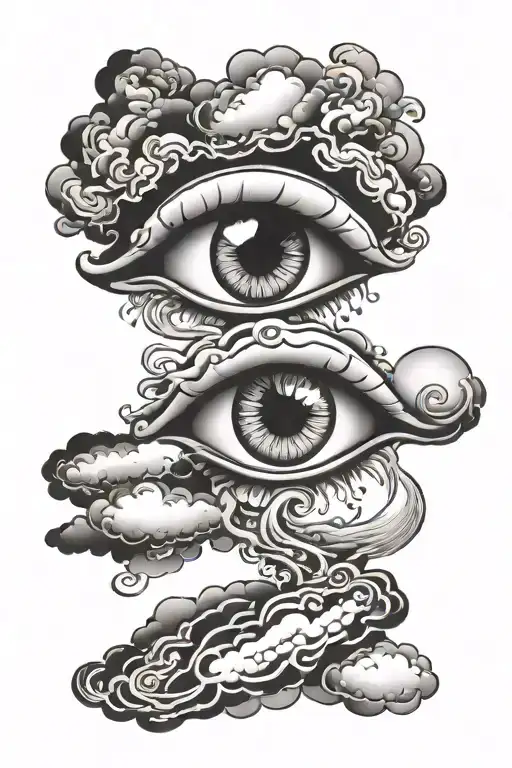 Eye Cloud Background Black And White