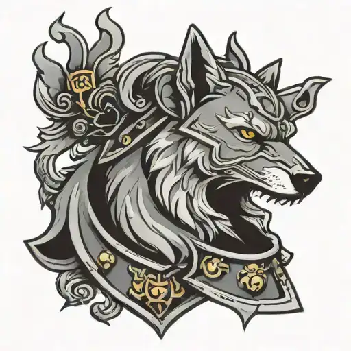 Heraldic Wolf In Knight Helmet
