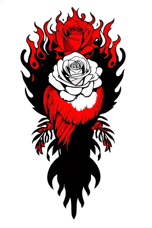 Bird Red And White Rose Flames