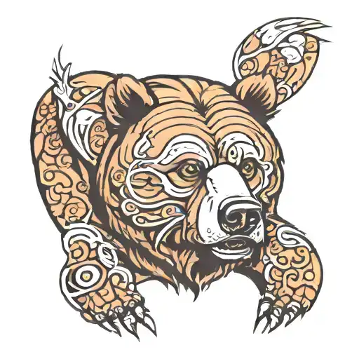 Fierce Grizzly Bear Father