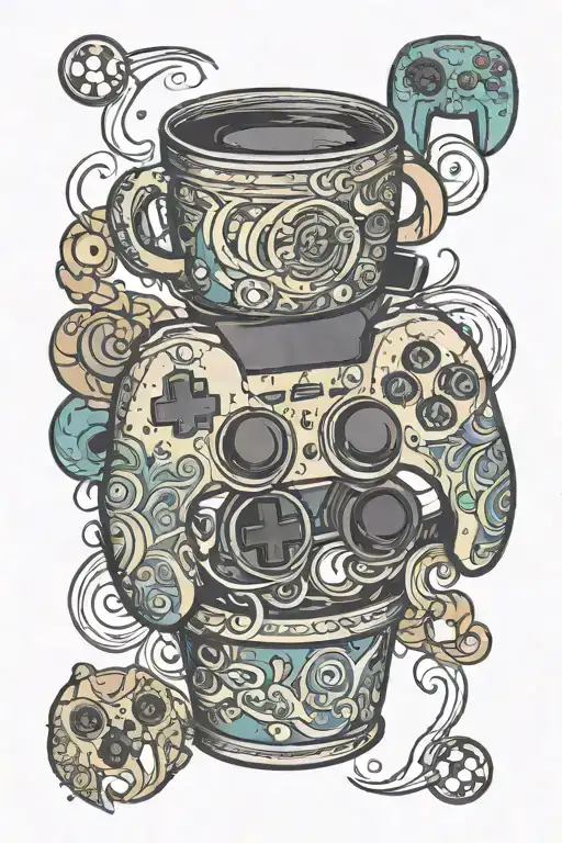 A Coffee Cup With Gaming Controller Handles As The Cup Holder