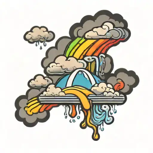 Gray Cloud With Rainbow Melting Out