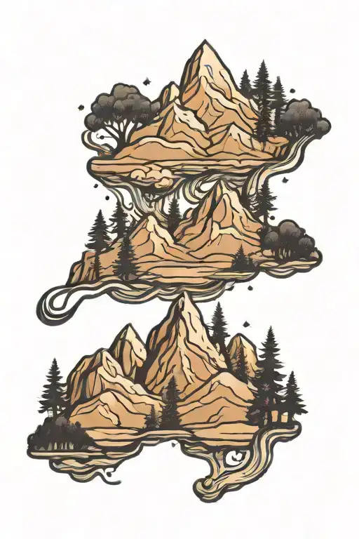 Mountain Range With Trees In Front