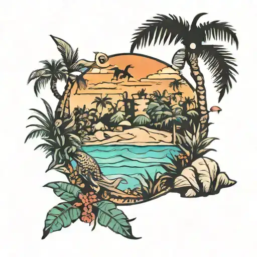 Tropical Beach Traditional Wasteland Ecosystem With Endemic Animals