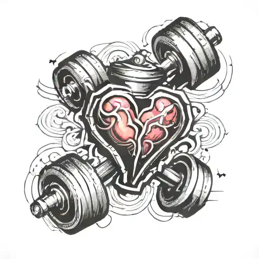 Dumbell With Heart Beat Line
