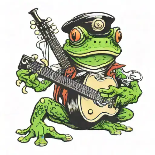 Funny Frog With Hat And Guitar