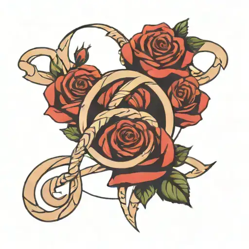 Infinite Symbol And Rose Intertwined Within