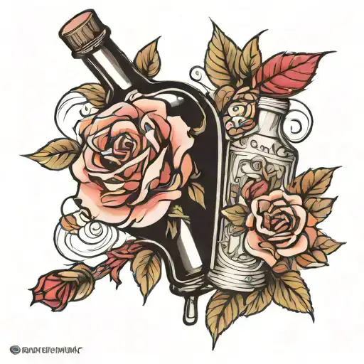Alcohol Bottle And Rose