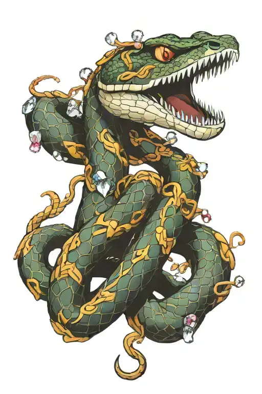 Snake Wrapped Around Arm With Crystals Coming Out Of Body