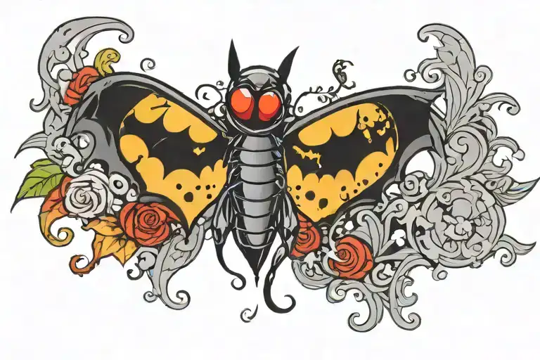 Batman Logo And A Ladybug Sitting On Top