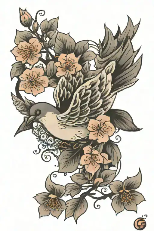 Gibson Dove Design Featuring Cherry Blossoms