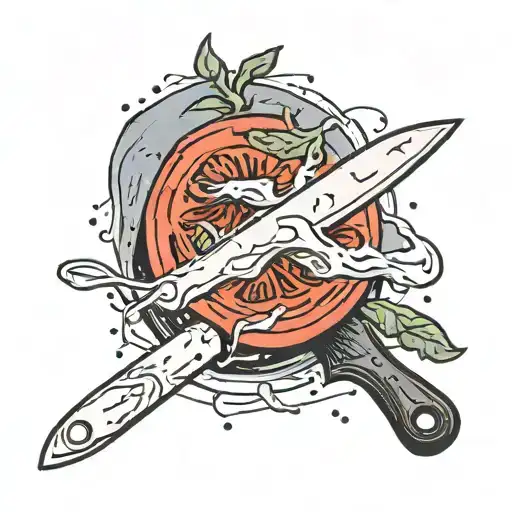 Chef Knife Cutting Tomato Looks Like Blood Splatter