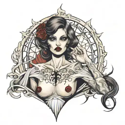 Nude Gothic Vampire Girl Standing