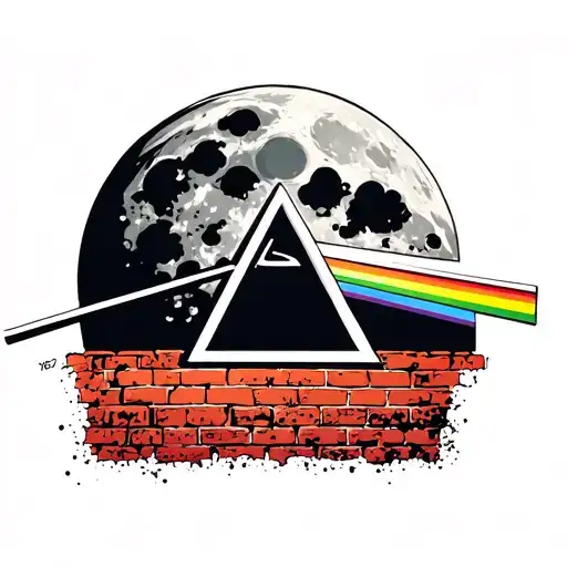 Dark Side Of The Moon With Brick Wall In The Background Pink Floyd