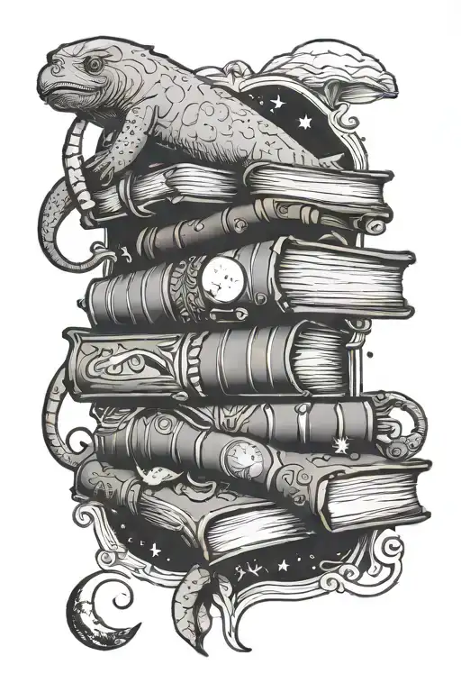 Books With Moon And Manatee