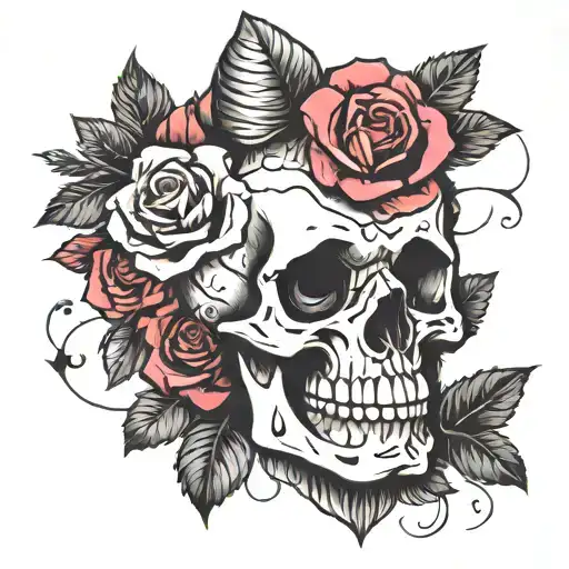 Rose Inside Skull