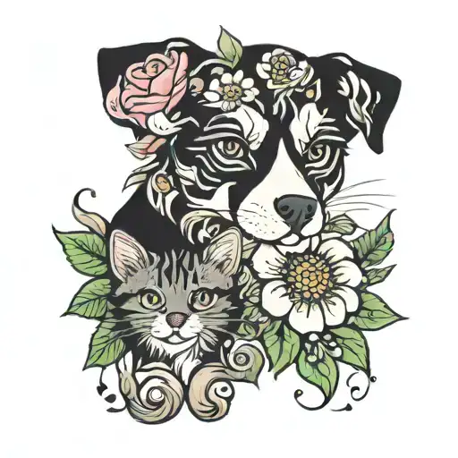 Dog Cat Flowers
