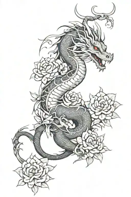 Dragon And Flowers