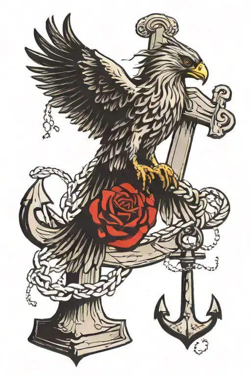Hawk And Sea Anchor Intertwined
