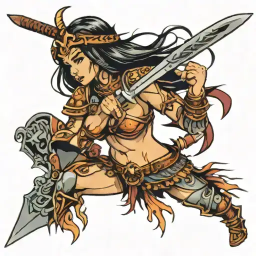 Warrior Women With Sword Going