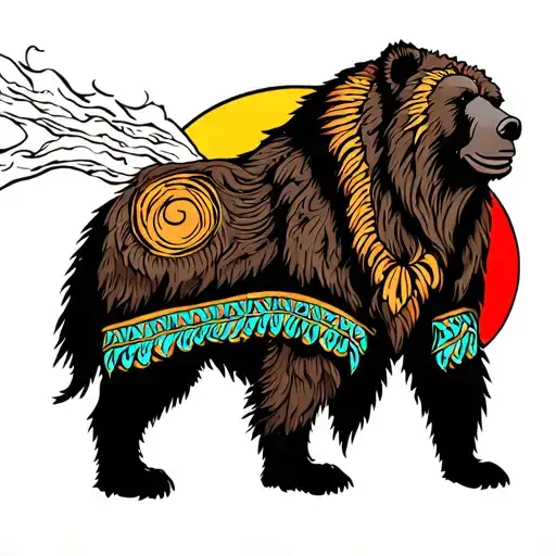 Standing Bear With Sun Setting