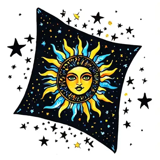 Sun And Stars Scattered With Some Bright Colors Thrown In