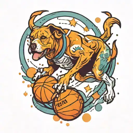 Colorful Dog Space Basketball Player Dunking