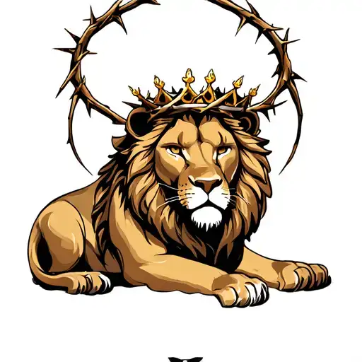 Lion Wearing A Crown Of Thorns Wrapped
