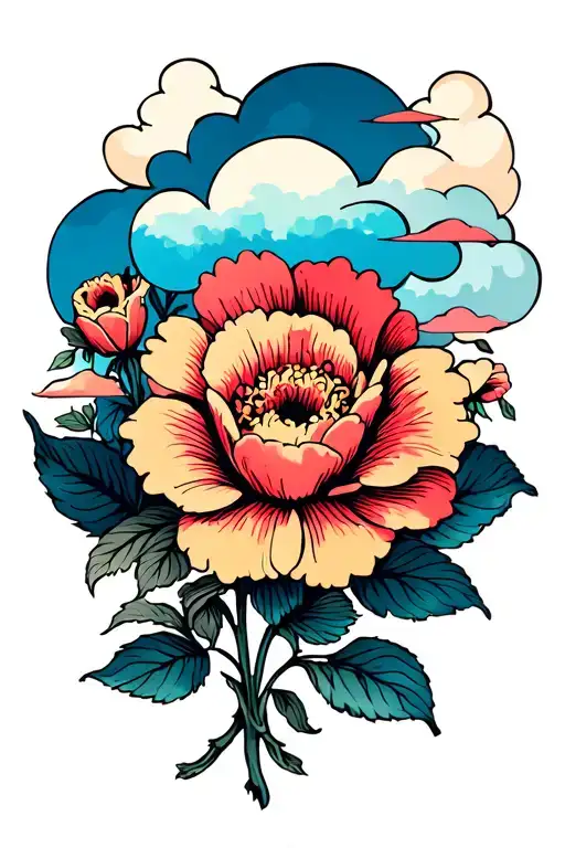 Flower With Cloud Background