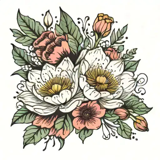 Water Lilies And Poppy Flower Bouquet