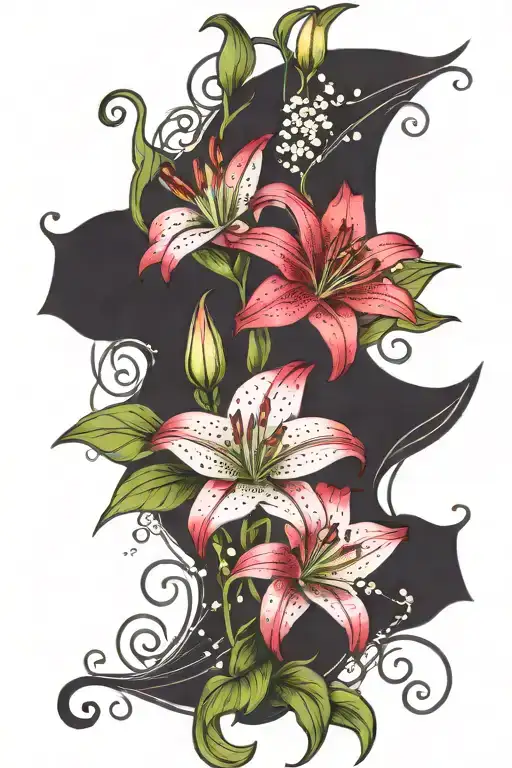 Vines Stargazer Lily Baby's Breath And Roses Intertwined