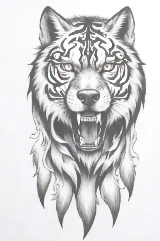 Hell Hound Wolf With Flames Coming Downwards