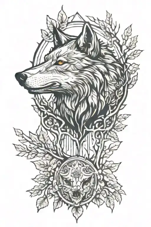 Forest And Wolf Head Surrounded