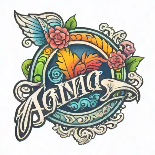 Aina Name Tatoo With A Rainbow