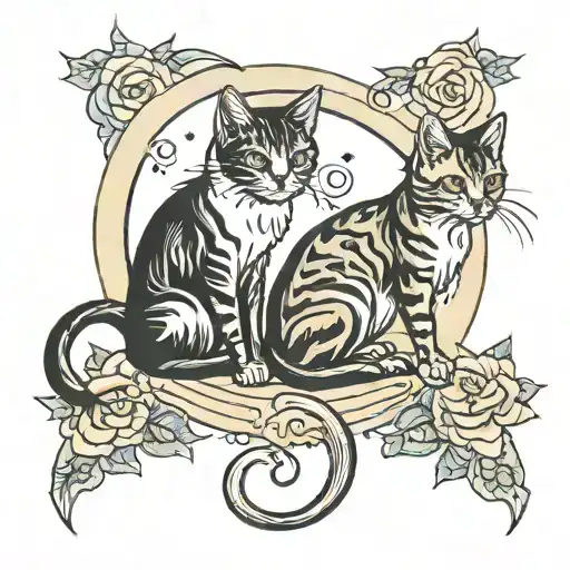 Two Cats On Cresent Moon