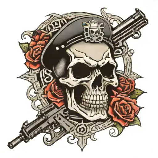 Police Skull Guns With Words Assault Unit Symbol