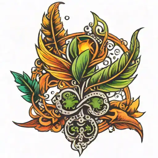 Fire Shamrock Feather Intertwined