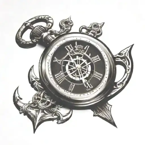 Pocket Watch With Anchor Behind It