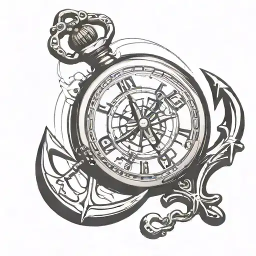 Pocket Watch With Boat Anchor Behind It A Manta