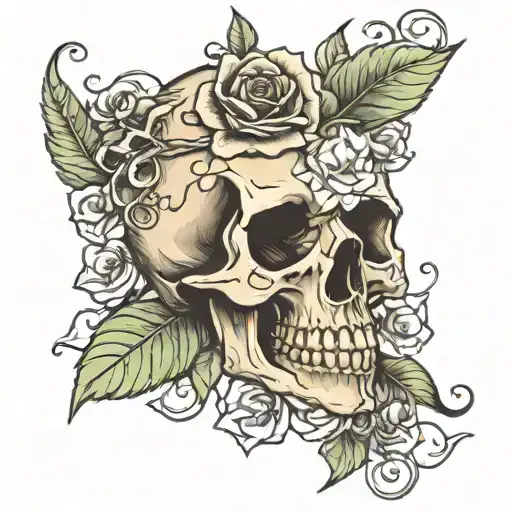 Skull And Flowers