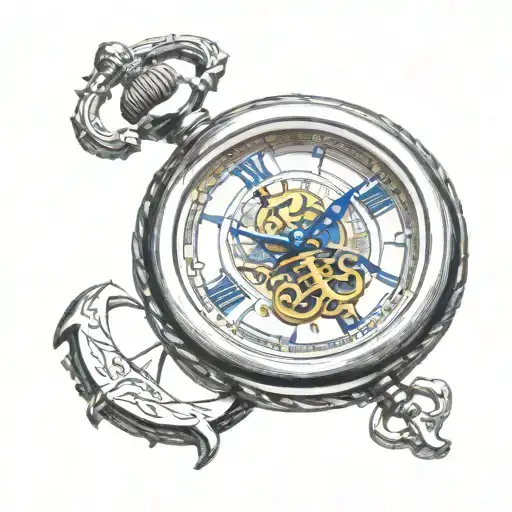 Pocket Watch With Nautical Anchor Surrounded My Music