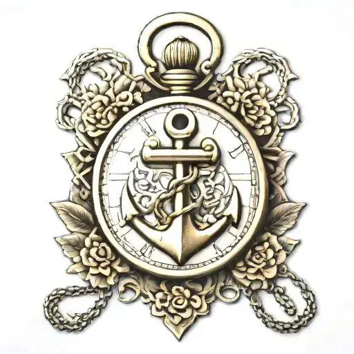 Brass Anchor Brass Pocket Watch