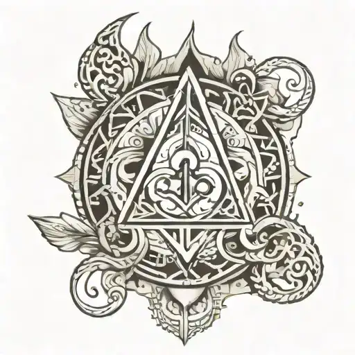 Trishul And Infinity Symbol Surrounded My Mountain Range